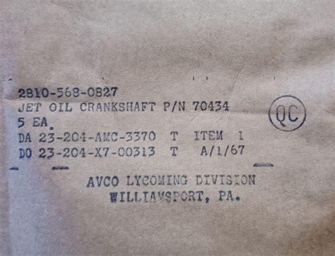 Lycoming Crankshaft Oil Jet 70434 Round Engine Aero