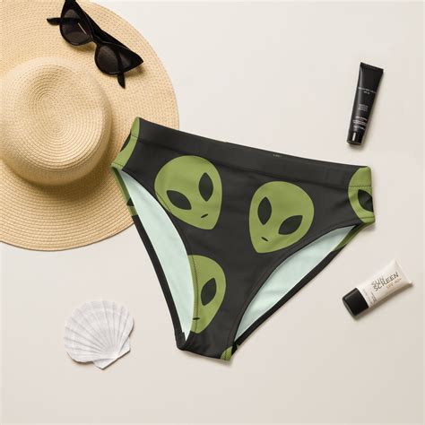 Green Alien High Waisted Bikini Space Alien Bikini Two Piece Swimsuit Area Beach Swimwear