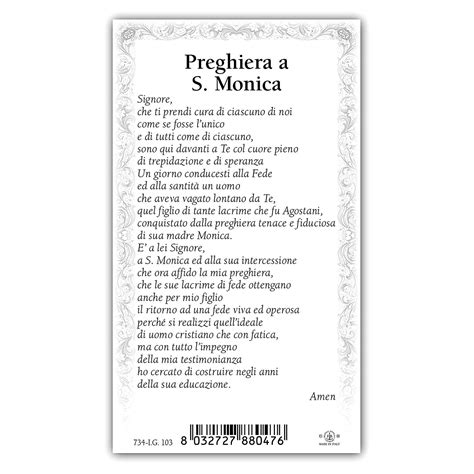 Holy Card Saint Monica Prayer Ita 10x5 Cm Online Sales On