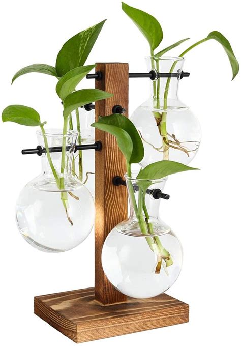 Pag Plant Terrariums Kit Desktop Hydroponics Air Planter Holder With 4 Bulb Beaker Glass Vase