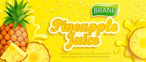 Fresh Pineapple Juice Banner Stock Vector Illustration Of Heart