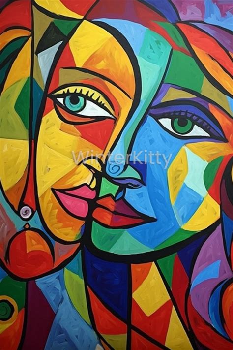 Picasso Style Abstract Cubism Art Print Modern Wall Decor Digital