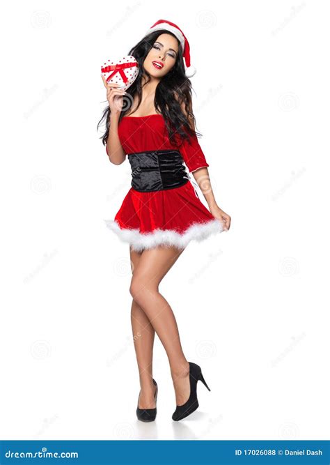 Santa Stock Photo Image Of Beautiful Attractive Brunette