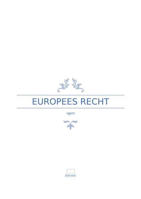 Europees Recht Notities UGent Studocu