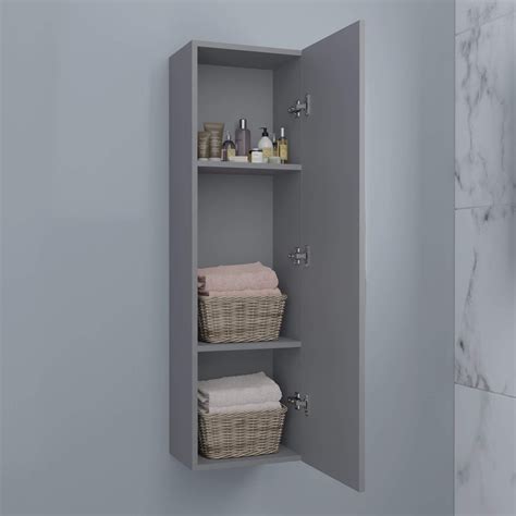 1200mm Tall Bathroom Wall Hung Storage Cabinet Cupboard Soft Close Grey Gloss Artofit