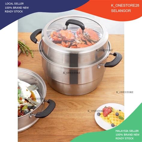 Ready Stock Thickened Stainless Steel Steamboat Hot Pot Steamer Cooking Pot Cm