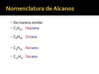 Nomenclatura De Hidrocarburos Alif Ticos Ac Clicos Saturados Ppt