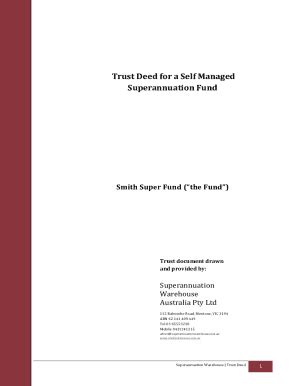 Fillable Online Trust Deed For A Self Managed Superannuation Fund Fax