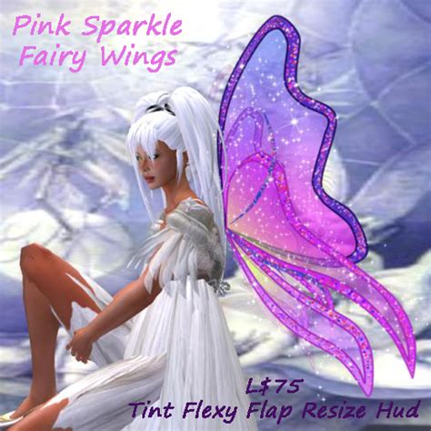 Second Life Marketplace - Pink Sparkle Fairy Wings NE Flexy Flap Resize