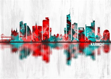 Karachi Pakistan Skyline by Towseef Dar Wall Art