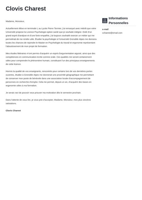 Exemple Lettre De Motivation Droit Parcoursup