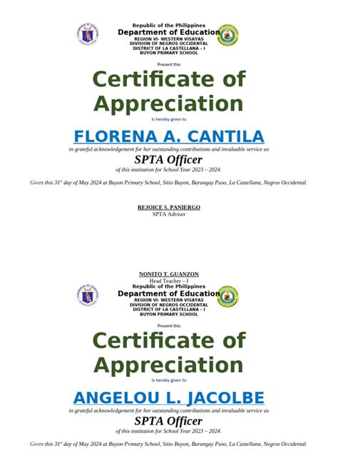 cert  appreciation  pta