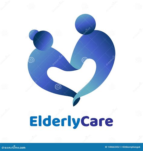 Elderly Healthcare Heart Shaped Logo Nursing Home Sign Royalty Free