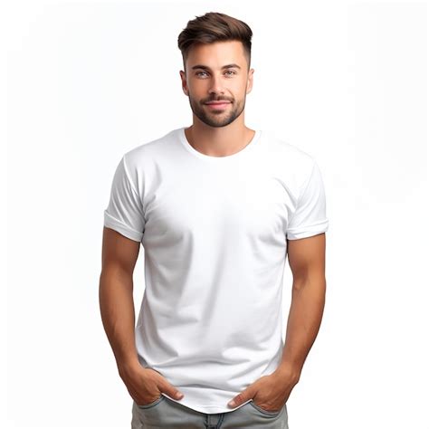 Premium AI Image Background Man White Shirt Jeans Posing Design Matte Clothed Non Nude