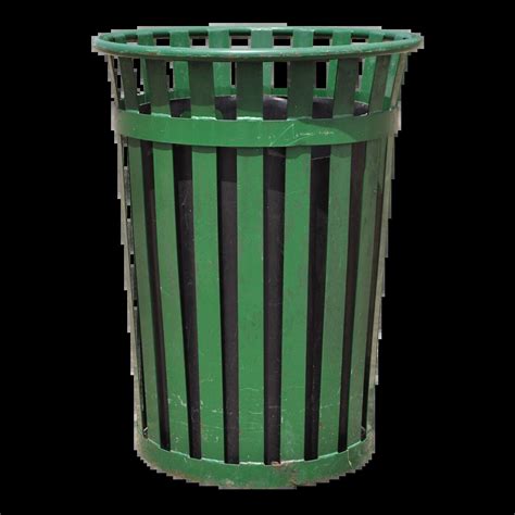 Easy to clean Outdoor Slatted Steel Metal Green Park Trash Can & Liner ...