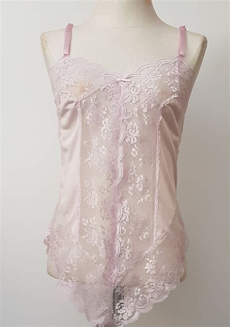 Vintage S Teddy Soft Lavender Lace All In One Lingerie Size Medium Etsy