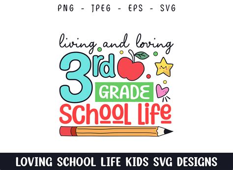 Loving 3rd Grade School Life Svg Design Graphic by rahnumaat690
