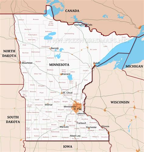 Minnesota Physical Features Map