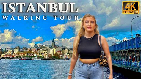 Istanbul Turkey Galata Bridge Eminonu Beach Walking Tour K Youtube