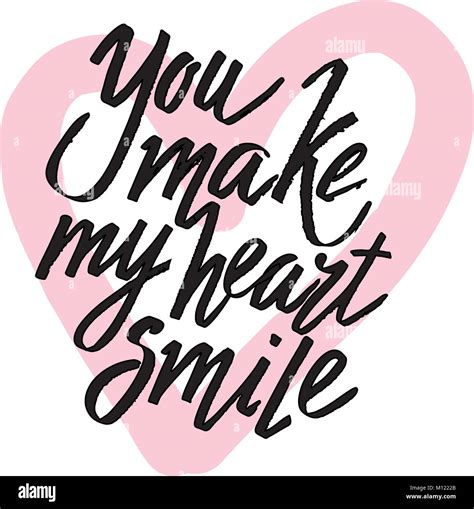 You Make My Heart Smile Valentines Day Calligraphy Glitter Card Hand