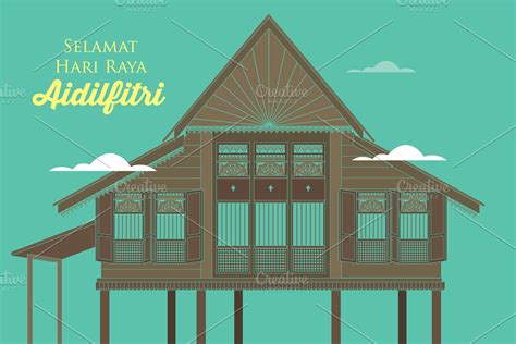 Raya Kampungvillage Vector Custom Designed Illustrations Creative