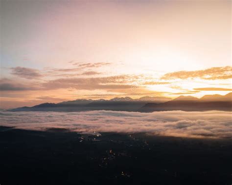 Sea Clouds During Golden Sunrise Above The Titiwangsa Range Mountains