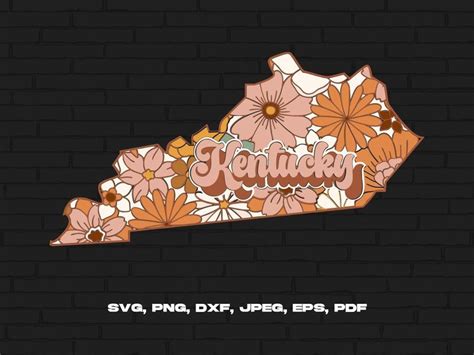 Kentucky State Svg Png Kentucky Map Svg Retro Kentucky Flower Svg