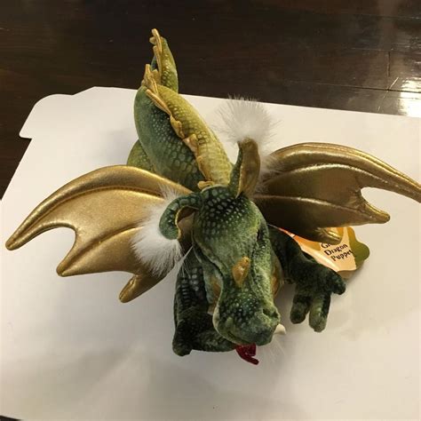 New Folkmanis Puppets Green Dragon Puppet Gold Wings 1810092352