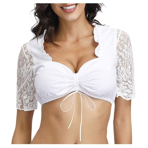 GWAABD Femdom Lingerie For Women Blouse For Oktoberfest Blouse Black Women S Dirndl Blouse Lace