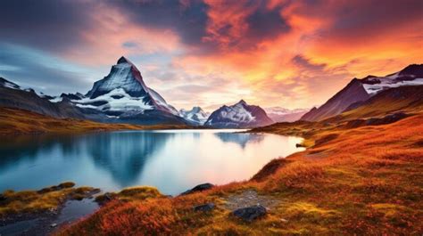 Fantástico panorama nocturno del lago bachalp bachalpsee suiza