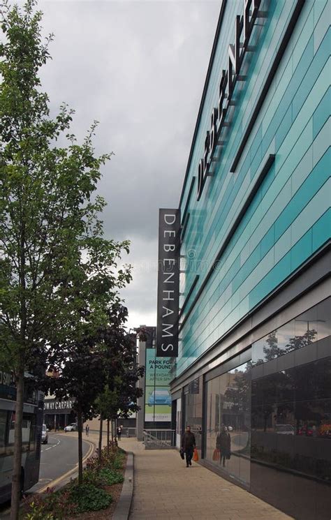 Pedestrian Walking Past The Broadway Debenhams Store Hall Ings In