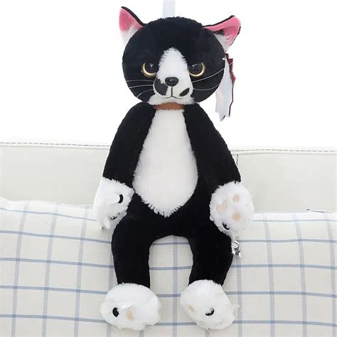 Peluche Chat Noir Et Blanc M Content Assis Ma Peluche