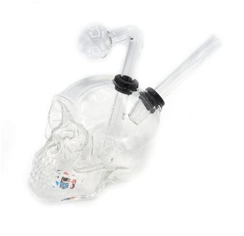 6 Large Glass Skull Oil Burner Bubbler Water Smoking Bong