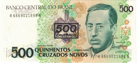 Brazil 500 Cruzeiros On 500 Cruzados Novos 1990 Banknote KM 226a UNC