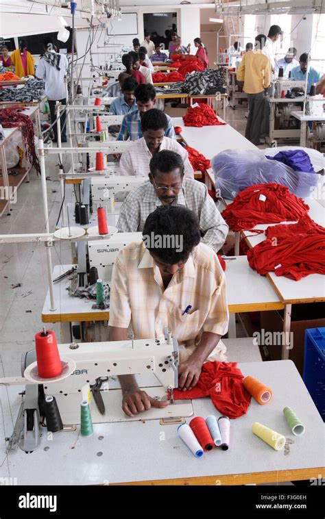 Stitching In A Garment Industry Tirupur Tamil Nadu India Stock