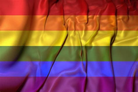 Ilustración 3d de la bandera del orgullo gay en tela ondulada Foto Premium