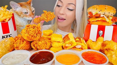 Asmr Eating Kfc Fried Chicken Burger Fries Pie Kfc치킨 치킨 먹방