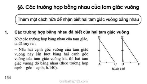 Trường hợp bằng nhau của tam giác vuông Hướng dẫn đầy đủ và chi tiết