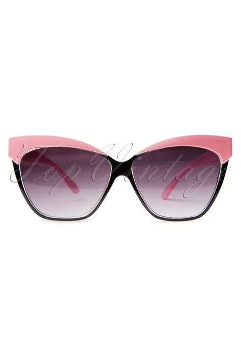 50s Cats Cat Eye Sunglasses Black And Pink