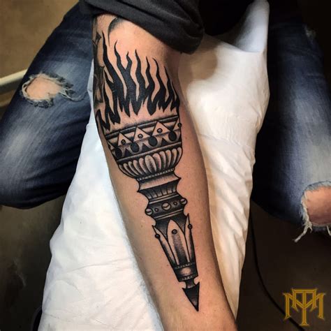 American Traditional Torch Tattoo