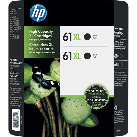 HP 61XL High Yield Original Ink Cartridge Black 2 Pk 480 Page Yield