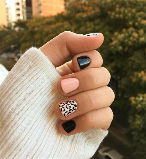 Creative Pretty Nail Trends 2021 Mismatch Black Nude Cow Print Nails Artofit