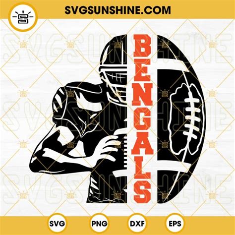 Bengals Football Half Player Svg Bengals Team Svg Half Football Half
