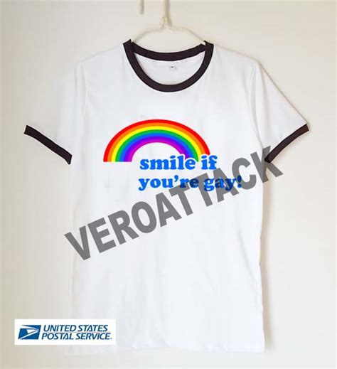 Smile If You Re Gay Rainbow Unisex Ringer Tshirt