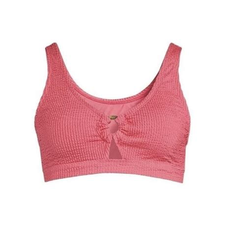 Time And Tru Swim New Time And Tru Womens Sports Bra Crinkle Rose Pink Bikini Swim Top 3x