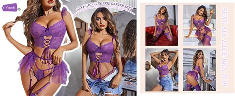 Amazon Avidlove Womens Garter Lingerie Sets 3 Piece Underwire Sexy Bra And Panty Set With