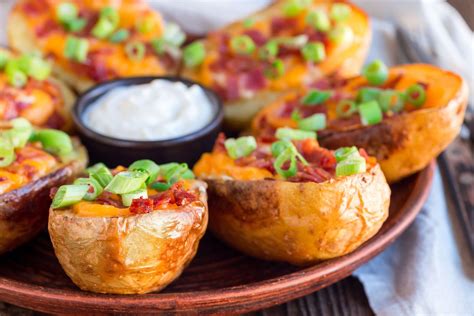 Bacon Cheddar Twice Baked Potato Skins Recipe Elite Amenity Management