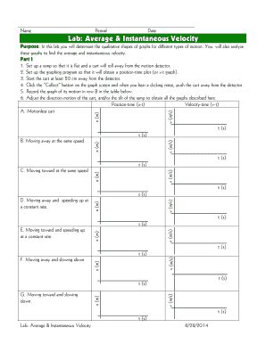 Fillable Online Nclack K12 Or Lab Average Instantaneous Velocity