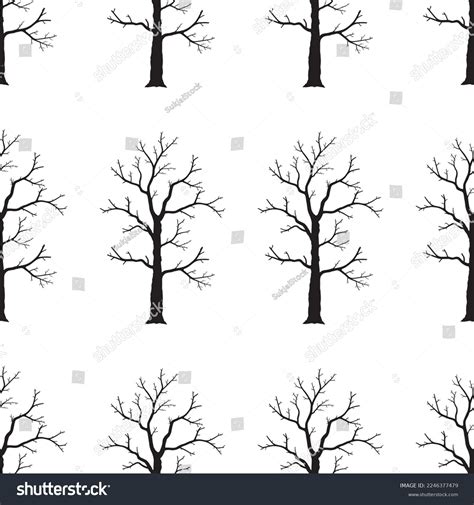 Seamless Pattern Naked Tree Silhouette Dead Stock Vector Royalty Free Shutterstock
