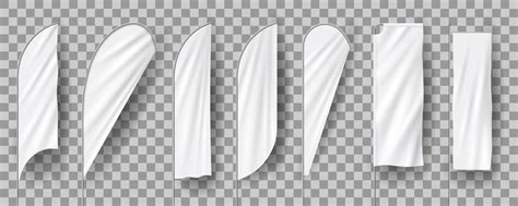 White Blank Feather Flags Vertical Banners Stand 3d Realistic Mockup 4992727 Vector Art At